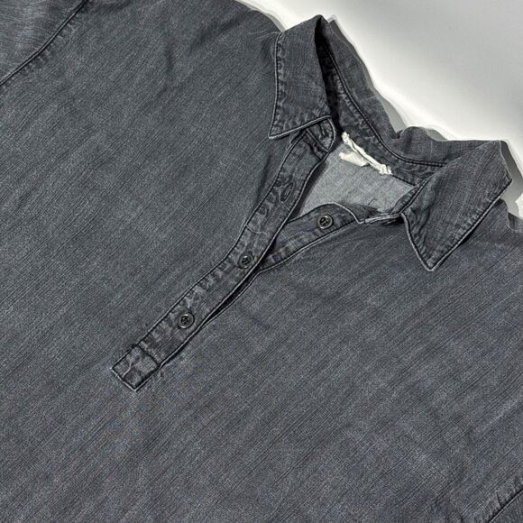Eileen Fisher Organic Chambray Denim 1/4 Button Long Sleeve Top Women's XS - Picture 6 of 11